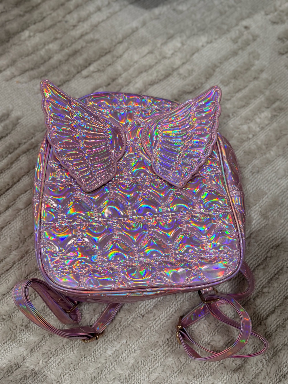 Holographic Pink Winged Crossbody Bag